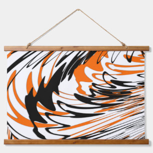 Bengal Colours Squiggly Orange and Black Lines Hanging Tapestry