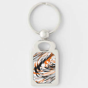 Bengal Colours Squiggly Orange and Black Lines Keychain