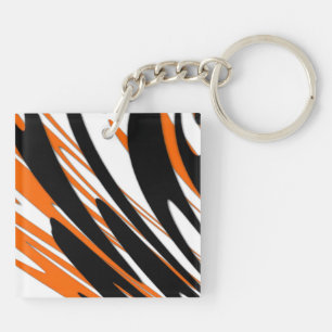 Bengal Colours Squiggly Orange and Black Lines Keychain