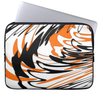 Bengal Colours Squiggly Orange and Black Lines Laptop Sleeve