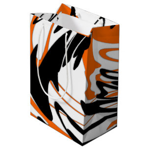 Bengal Colours Squiggly Orange and Black Lines Medium Gift Bag
