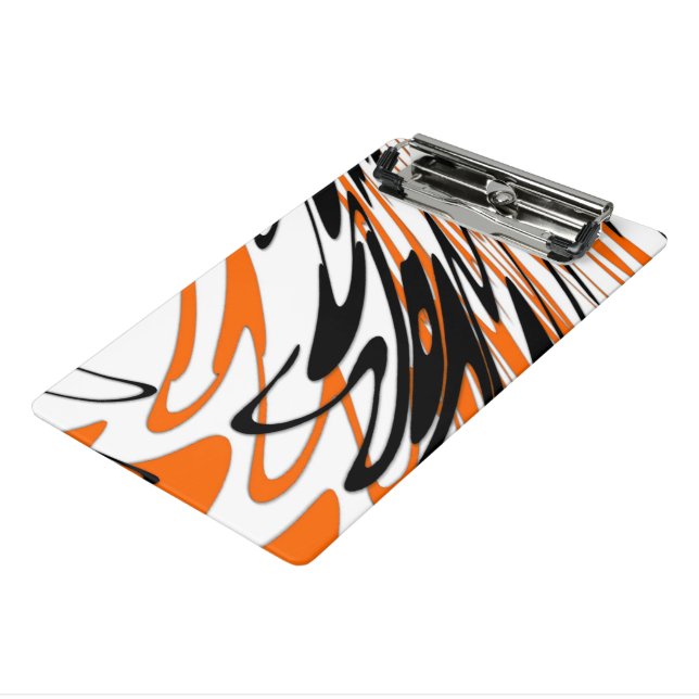 Bengal Colours Squiggly Orange and Black Lines Mini Clipboard (Angled3)