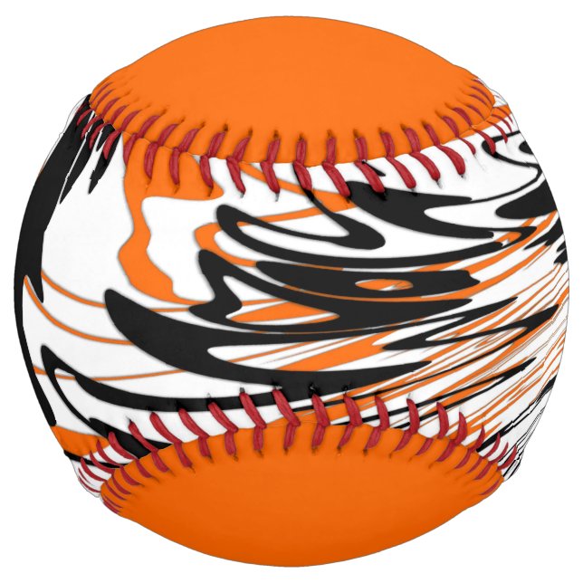 Bengal Colours Squiggly Orange and Black Lines Softball (Back)