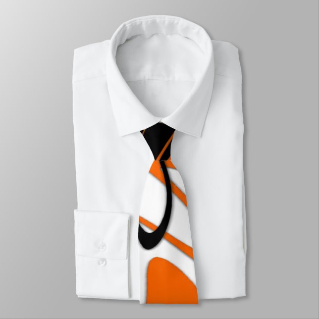 Bengal Colours Squiggly Orange and Black Lines Tie (Tied)