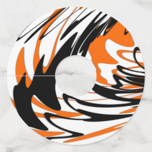 Bengal Colours Squiggly Orange and Black Lines Wine Glass Tag