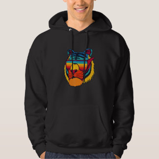 Bengal Cool Tiger Glasses Vintage Colourful Tiger Hoodie