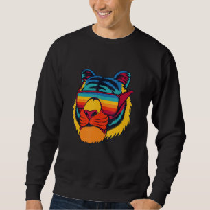 Bengal Cool Tiger Glasses Vintage Colourful Tiger  Sweatshirt