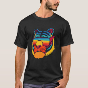 Bengal Cool Tiger Glasses Vintage Colourful Tiger T-Shirt