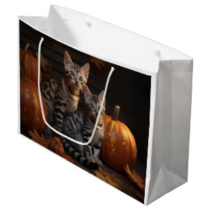 Bengal Kitten Autumn Delight Pumpkin  Large Gift Bag