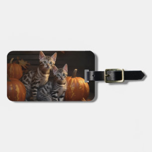 Bengal Kitten Autumn Delight Pumpkin  Luggage Tag