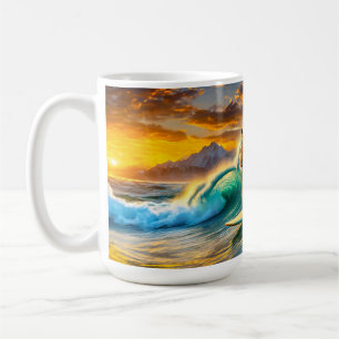 Bengal On A Surfboard Design By Rich AMeN Gill Coffee Mug