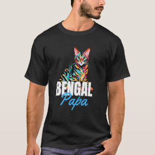 Bengal Papa Colourful Cute Cat Owner Boy Pet Lover T-Shirt