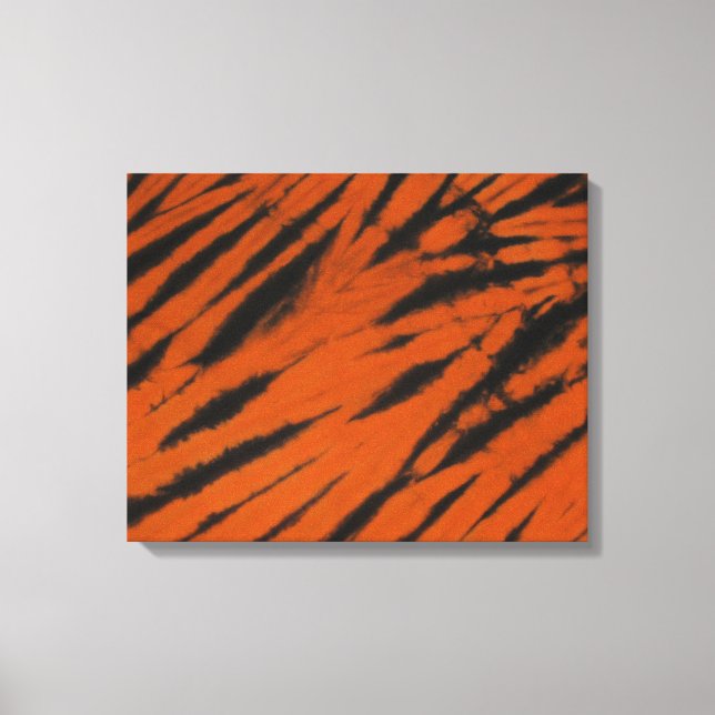 Bengal Stripes Black Orange Tie Dye Wrapped Canvas (Front)