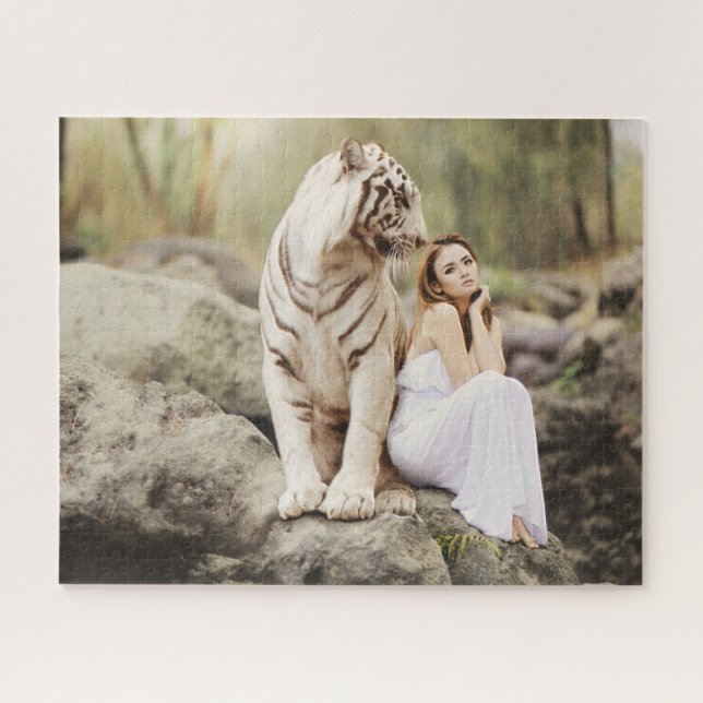 Bengal Tiger and Lady Jigsaw Puzzle (Horizontal)