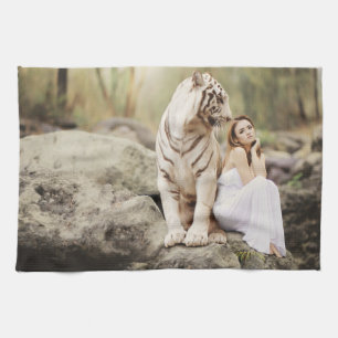 Bengal Tiger and Lady Kitchen Towel