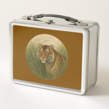 Bengal Tiger Brown Metal Lunchbox