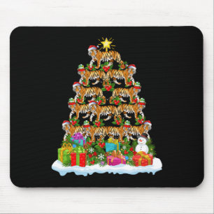 Bengal Tiger Christmas Tree Lighting Santa Bengal Mouse Pad