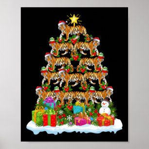 Bengal Tiger Christmas Tree Lighting Santa Bengal Poster