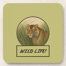 Bengal Tiger Dark Khaki Coaster Set