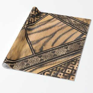Bengal Tiger Fur with Ethnic Ornaments #1 Wrapping Paper
