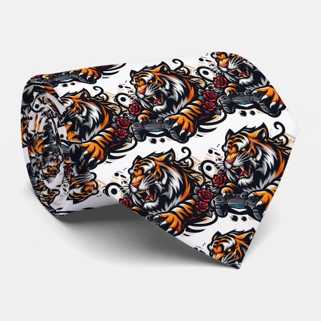 Bengal Tiger Gamer Neck Tie (Rolled)