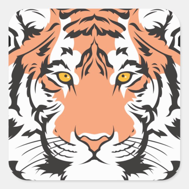 bengal tiger head square sticker (Front)