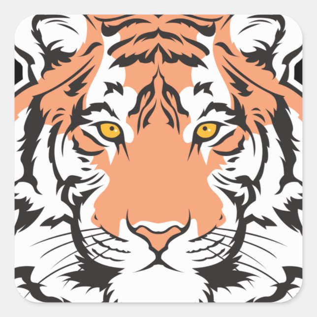 bengal tiger head square sticker (Front)