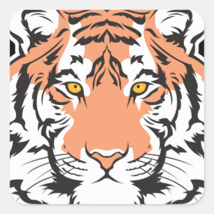 bengal tiger head square sticker