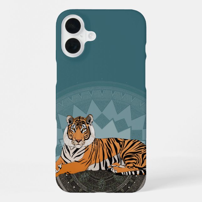 bengal tiger mandala blue iPhone case (Back)