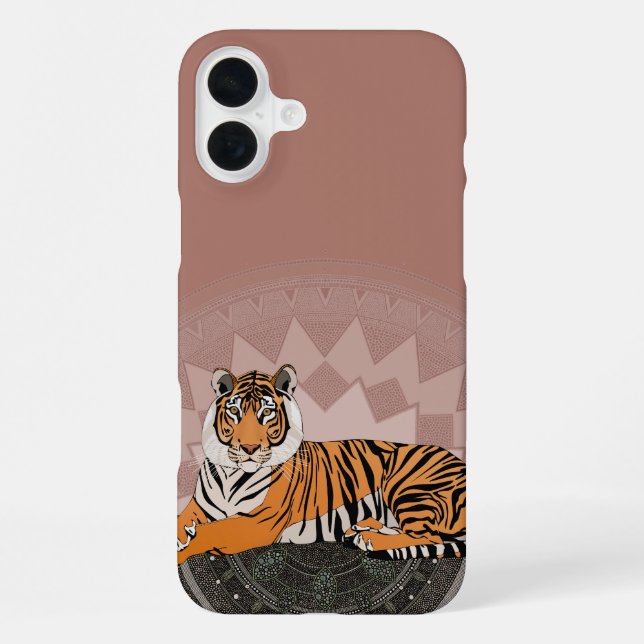 bengal tiger mandala copper rose iPhone case (Back)