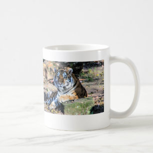 Bengal Tiger on Mossy Forest Rock Coffee Mug