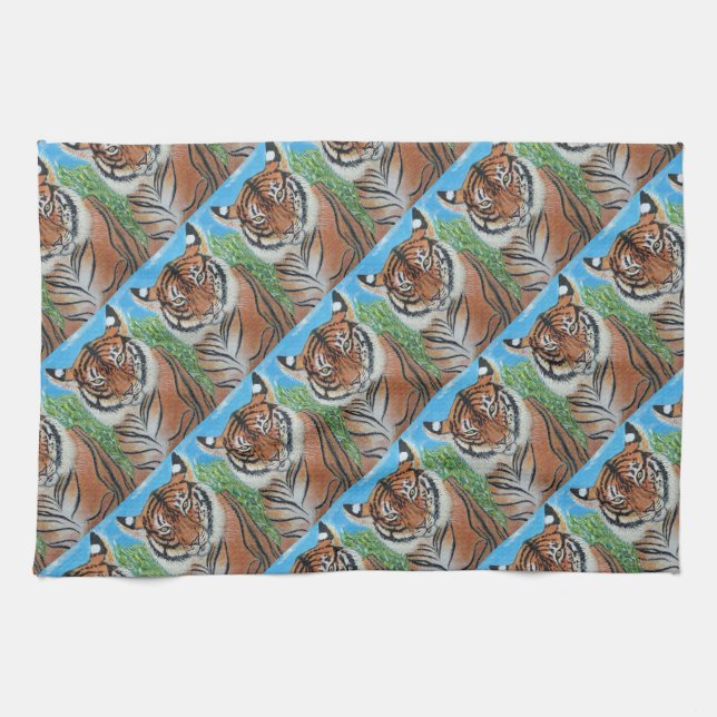 Bengal Tiger Patterned Kitchen Towels (Horizontal)