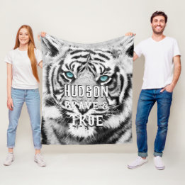 Bengal Tiger Personalized White Tiger Fleece Blanket