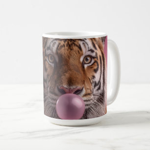 Bengal Tiger Portrait Blowing Pink Bubblegum Coffee Mug