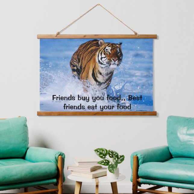 Bengal Tiger runnIng in the beautiful blue ocean  Hanging Tapestry (Living Room)