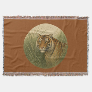 Bengal Tiger Saddle Brown Throw Blanket
