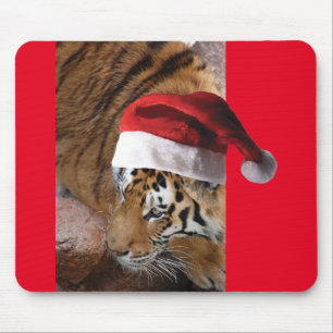 Bengal Tiger Santa Claus Mouse Pad
