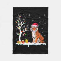 Bengal Tiger Santa Hat Festive Tree Light Christma