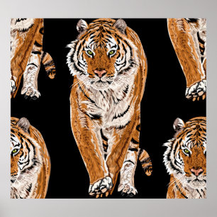 Bengal Tiger Sketch: Vintage Animal Print