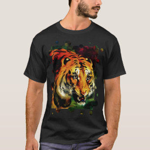 Bengal Tiger Vector With Circle Edge Cut Out T-Shirt