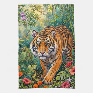 Bengal Tiger Vibrant Bamboo Jungle Kitchen Towel