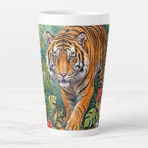 Bengal Tiger Vibrant Bamboo Jungle Latte Mug