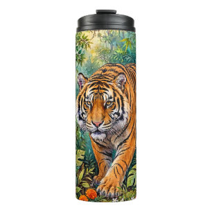 Bengal Tiger Vibrant Bamboo Jungle Thermal Tumbler