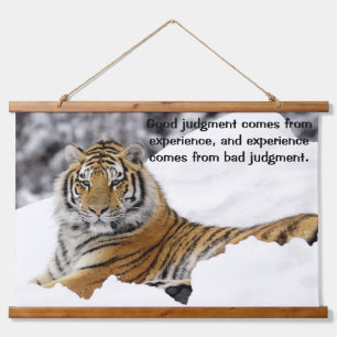 Bengal Tiger watching you from on the snow Hanging Tapestry