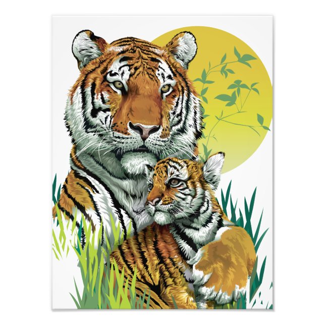 Bengal Tiger With Cub Photo Print (Front)