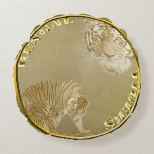 Bengal Tigers Gold Coin, Round Cushion