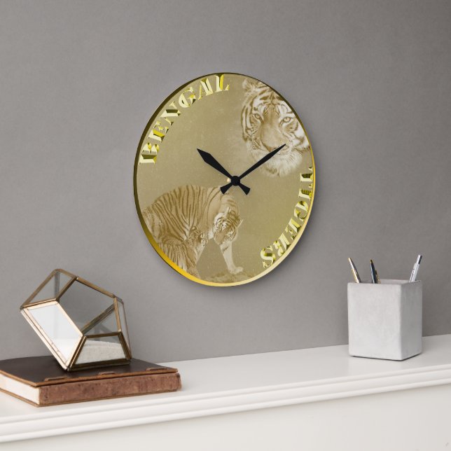 Bengal Tigers Gold Coin, Wall Clock (Office)