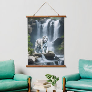 Bengal White Tiger in Nature Hanging Tapestry