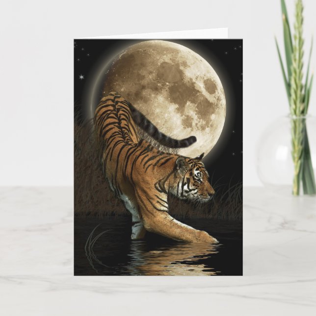 Bengale TIGER & Lune Carte de voeux (Devant)