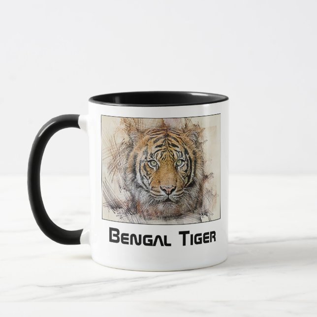Bengale Tiger Tête Illustration Mug (Gauche)